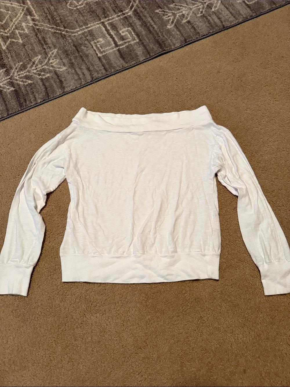 Anthropologie Wide Neck White Long Sleeve